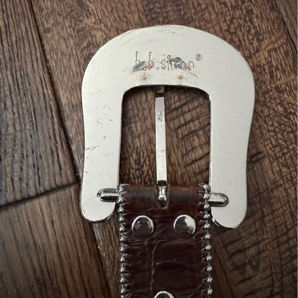 BOB SIMON Women’s Brown Studded Leather Belt with Ornate Buckle XL main image 5